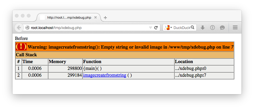 Xdebug halt-level example