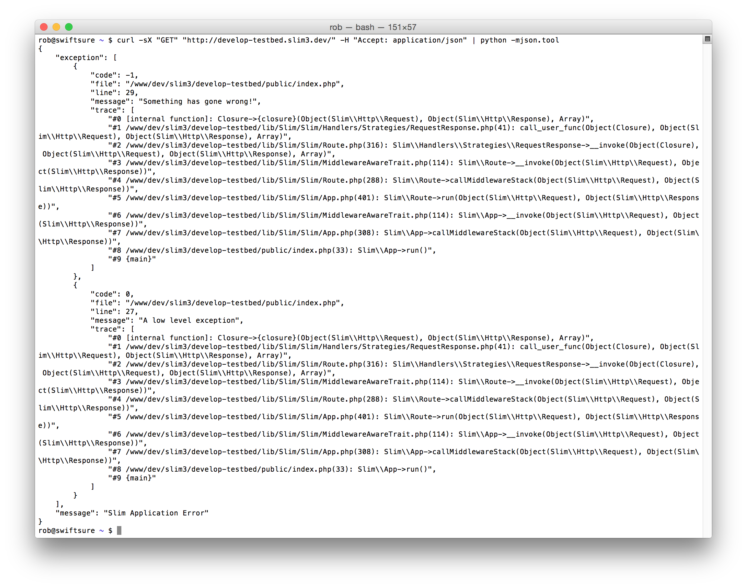 Slim 3 rc1 error json