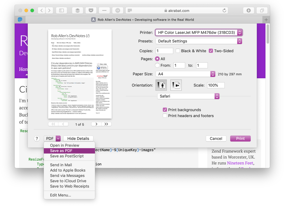 save as pdf feature for mac osx