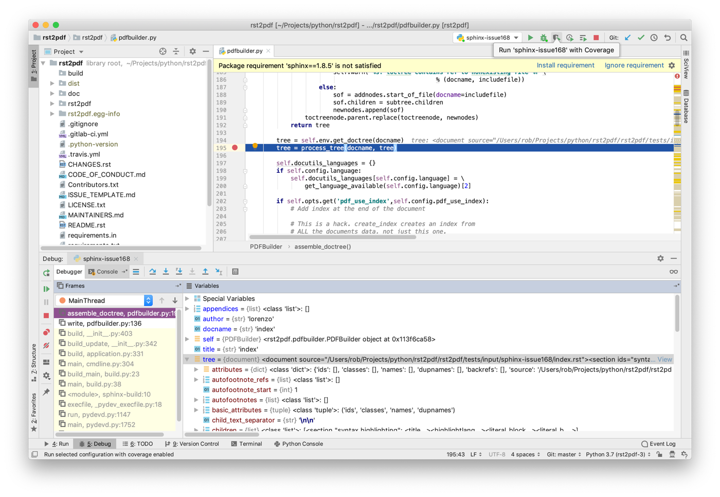 PyCharm debugging