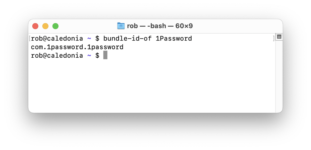 Screenshot of Terminal running bundle-id-of script