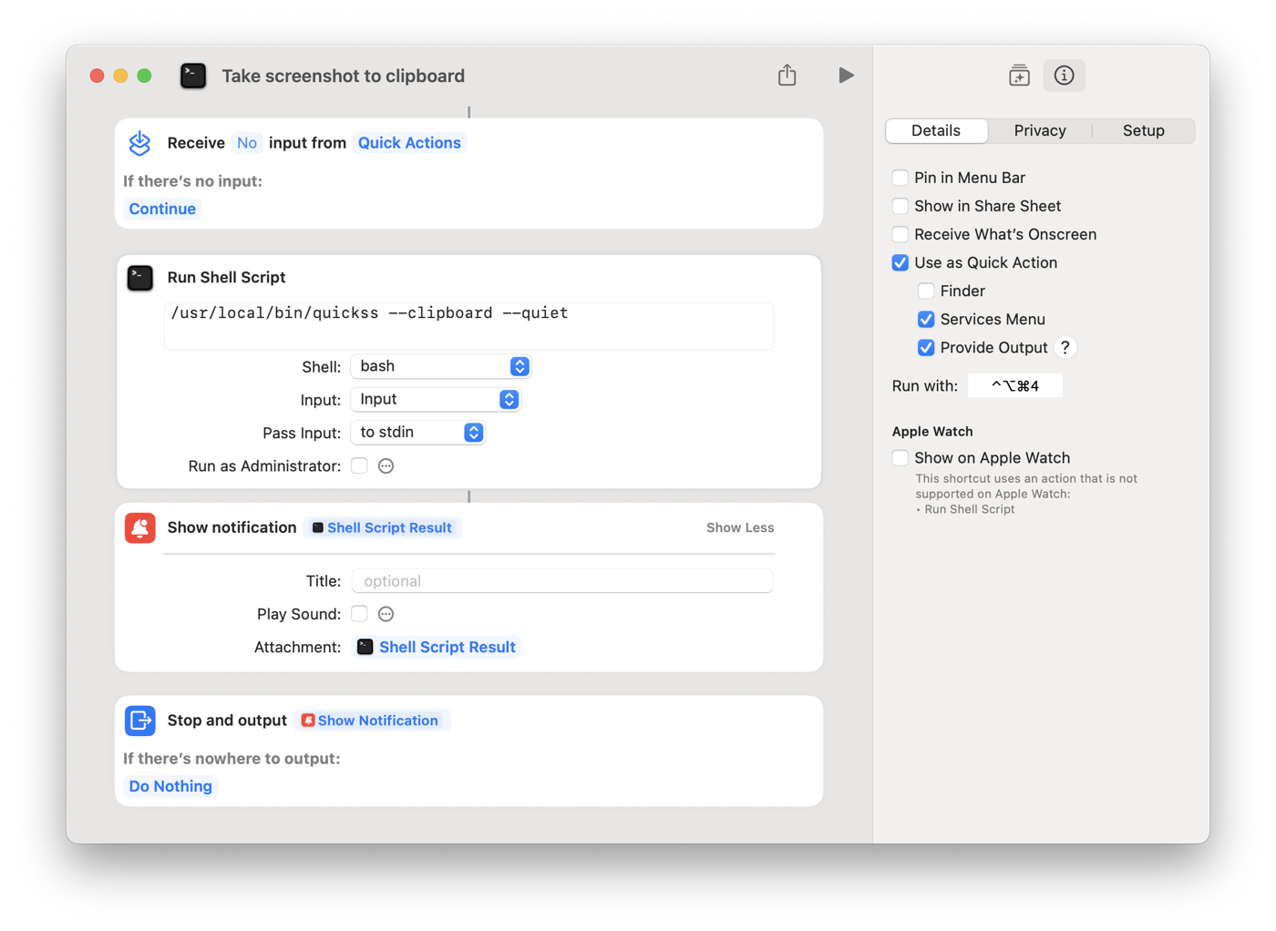 Quickss take screenshot to cliboard.