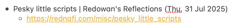 Saved link text light.