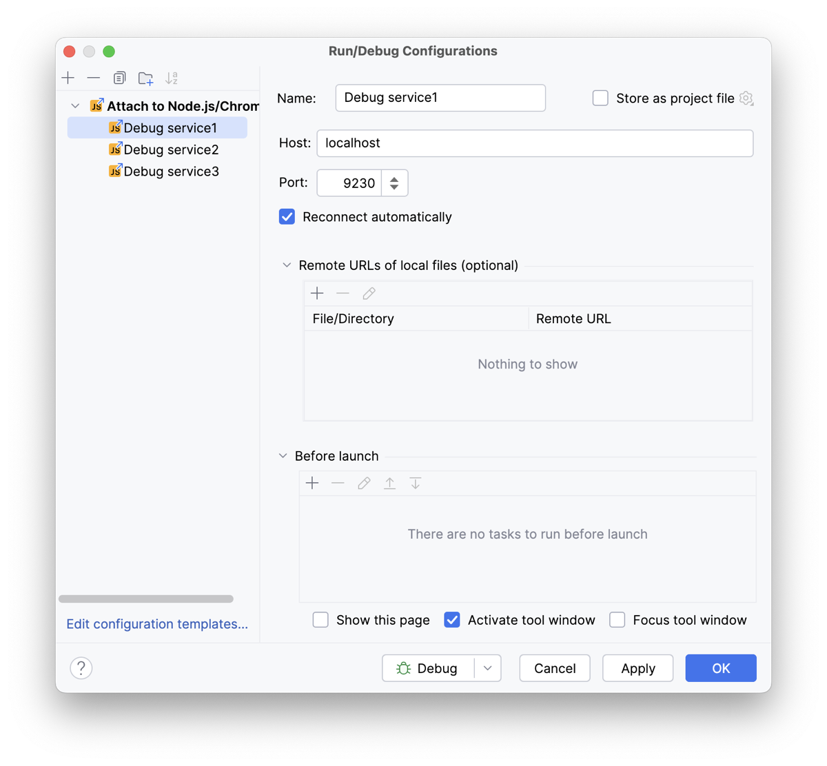 Webstorm nodejs debug config light.