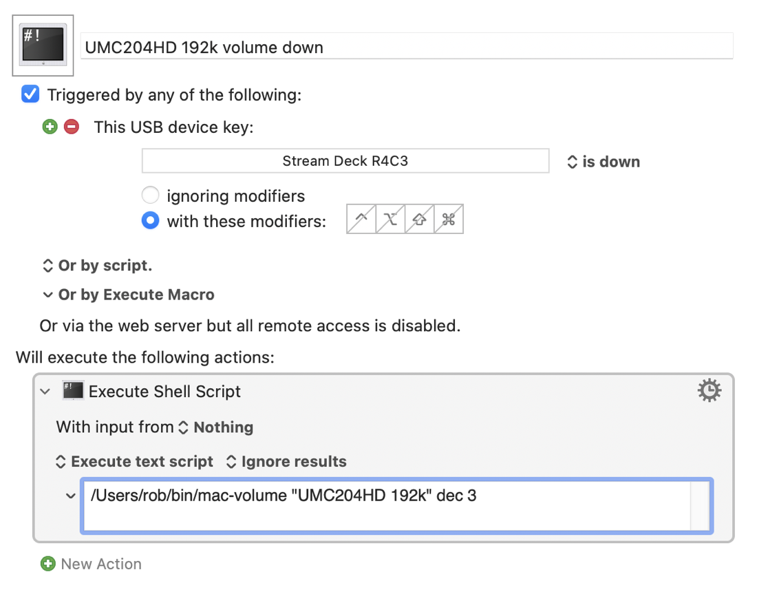Keyboard Maestro configuration for mac-volume down